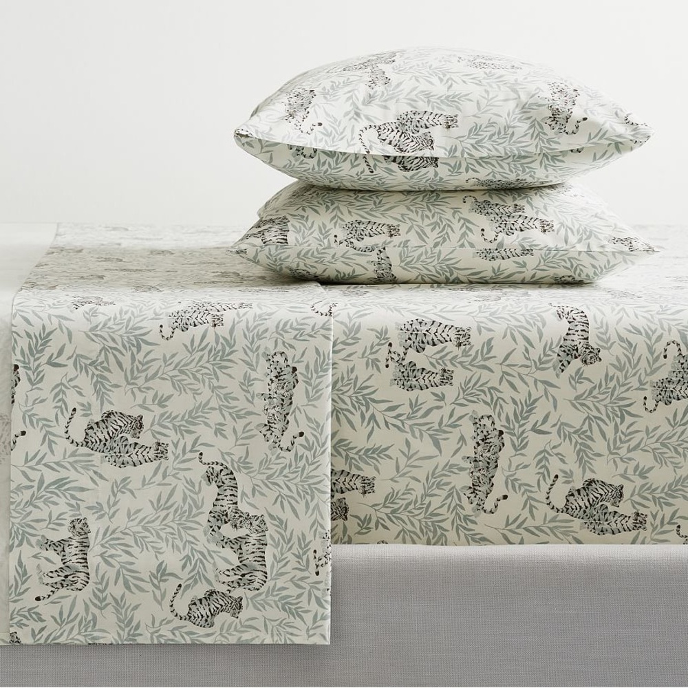 Pottery Barn White and Gray Leopard Print Bedding Sheets